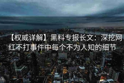 【权威详解】黑料专报长文：深挖网红不打事件中每个不为人知的细节