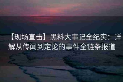 【现场直击】黑料大事记全纪实：详解从传闻到定论的事件全链条报道