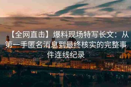 【全网直击】爆料现场特写长文：从第一手匿名消息到最终核实的完整事件连线纪录