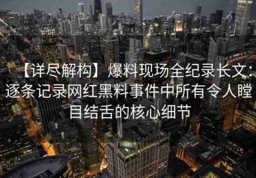 【详尽解构】爆料现场全纪录长文：逐条记录网红黑料事件中所有令人瞠目结舌的核心细节