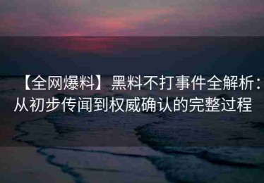 【全网爆料】黑料不打事件全解析：从初步传闻到权威确认的完整过程